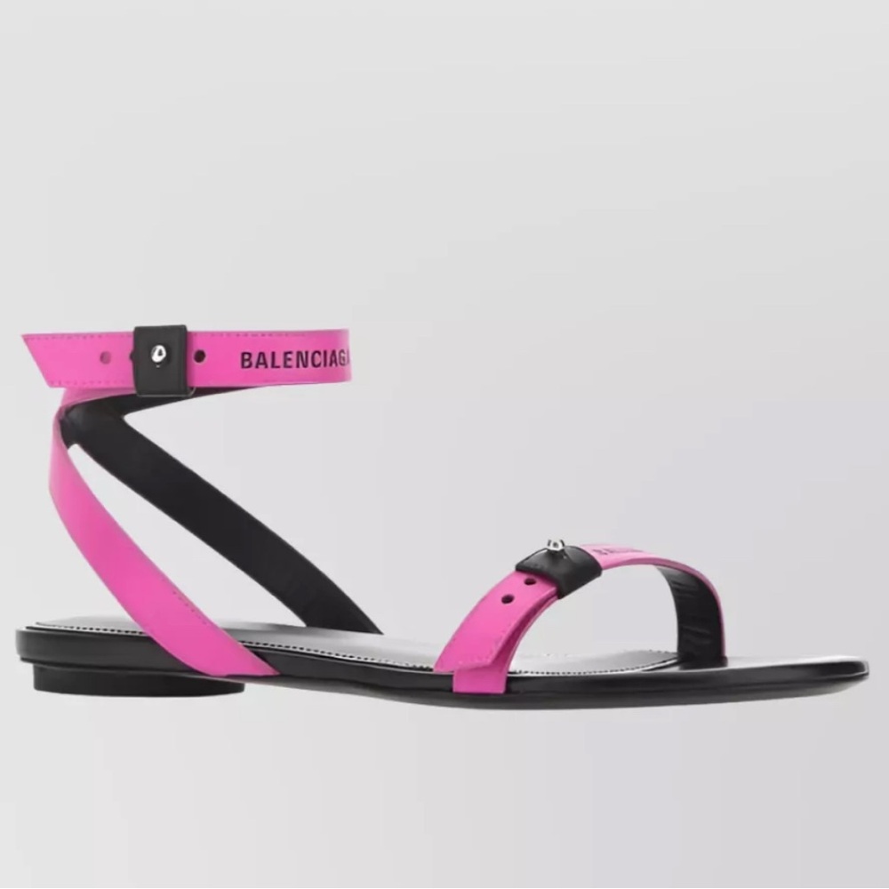 Balenciaga Pink and Black Sandals with Sleek Design